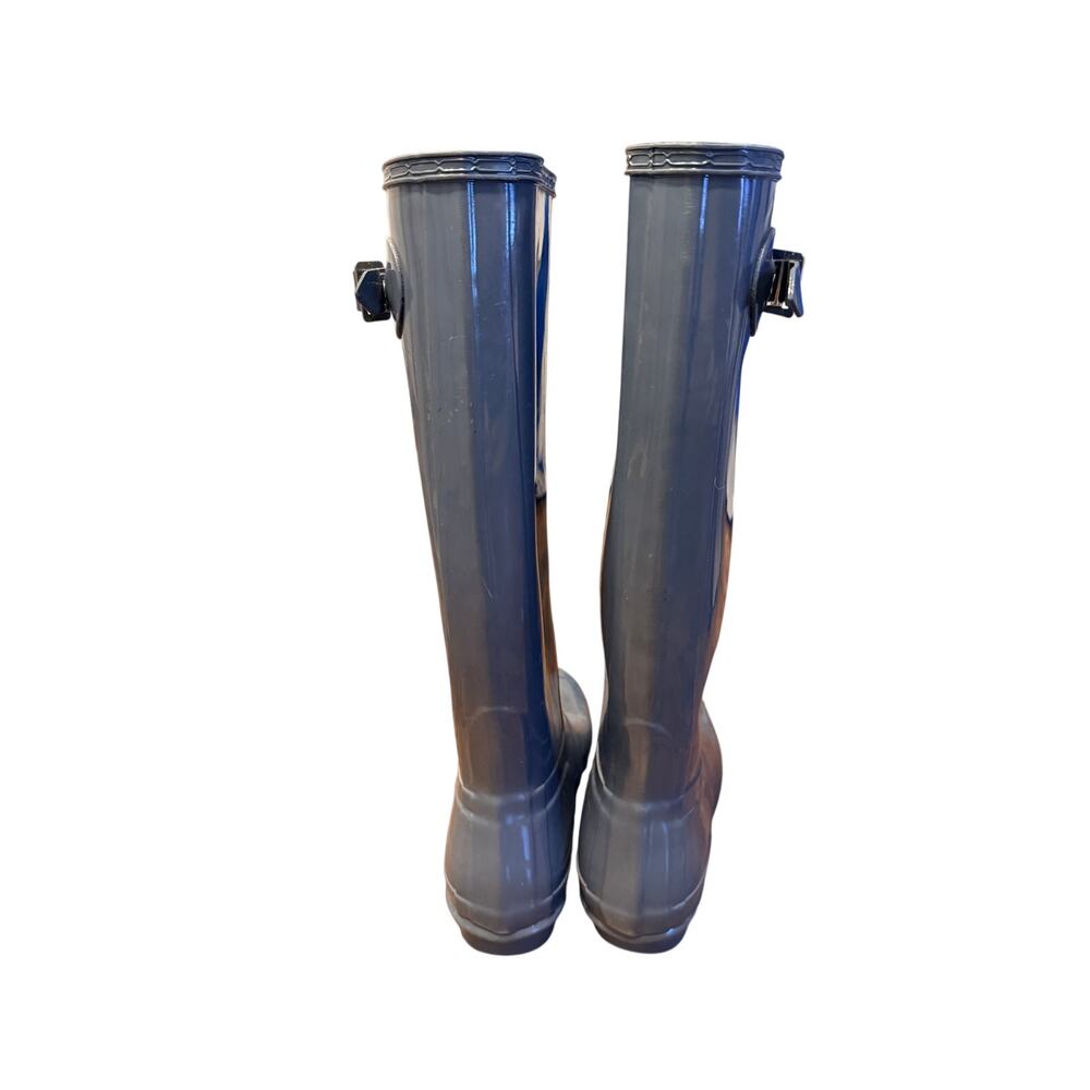 Hunter Women's 9 Original Tall Gloss Rain Boots $190 Waterproof Pull On Gray - Picture 4 of 8